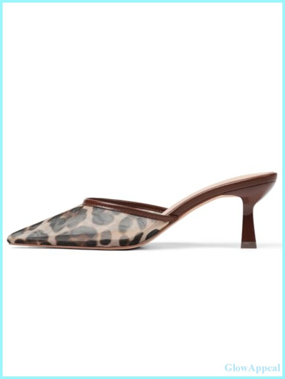 VOMIRA Mesh Leopard Kitten Heel Mules Pointed Toe Slip On 2.76"